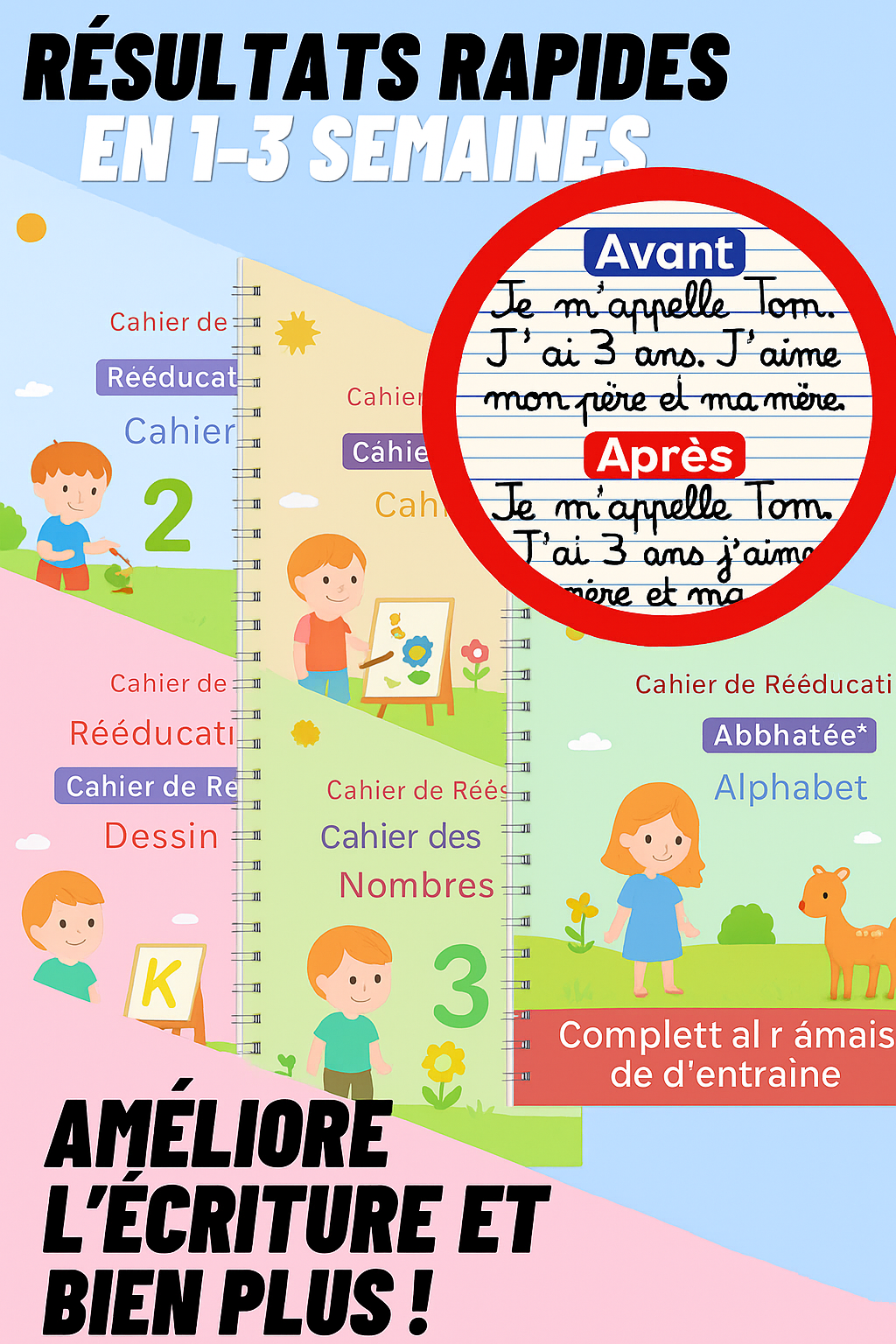 Cahier d’Écriture Magique Réutilisable – Apprendre à écrire en s’amusant
